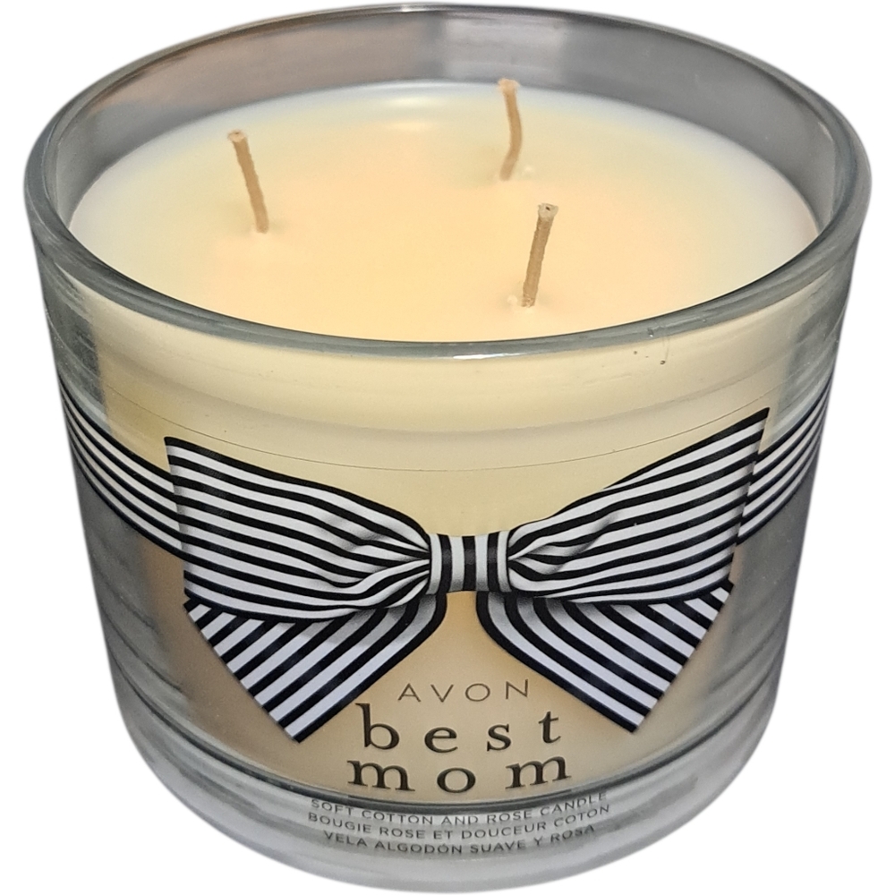 AVON Best Mom 3-Wick Candle – Soft Cotton & Rose – Gift Ready